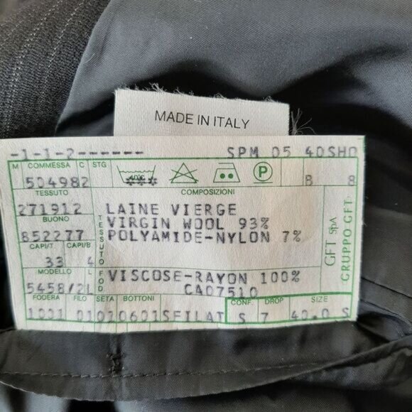 CALVIN KLEIN Italy Wool Blend Blazer Jacket Pin-Stripe Black Men's Sz 40 S - Picture 14 of 14